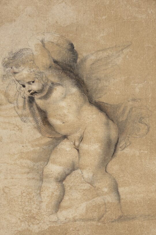 Jacob van Ruisdael: „Die Ruinen von Schloss Egmond“ (schwarze Kreide auf Vergépapier, um 1655) – Wallraf-Richartz-Museum & Fondation Corboud, Köln, Graphische Sammlung, Dauerleihgabe aus Privatbesitz, © Foto: Thomas Klinke, Wallraf-Richartz-Museum