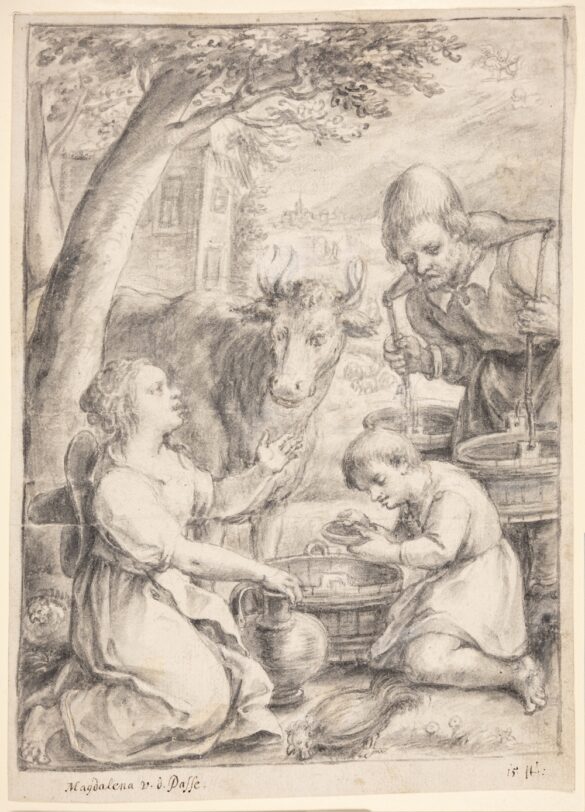 Bauernfamilie mit Kuh: